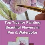 Pen and Ink Watercolor Flowers Pin for Pinterest