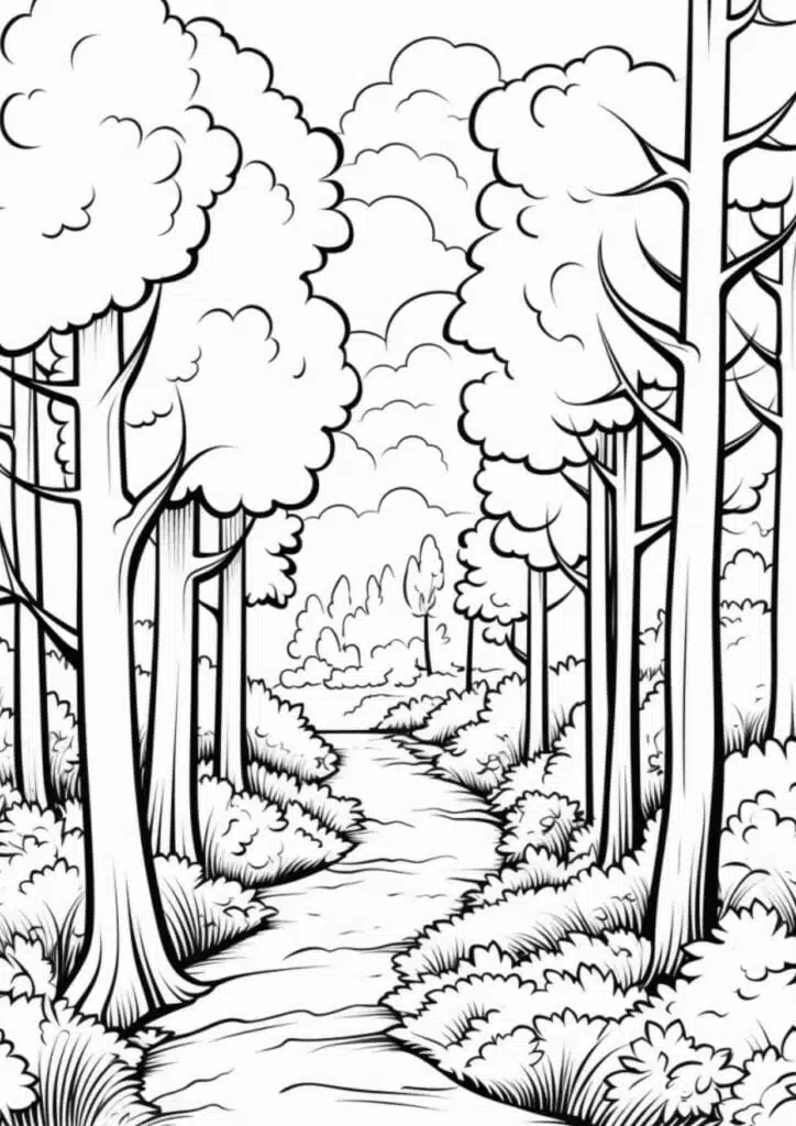 Forest Watercolor Stencil Template