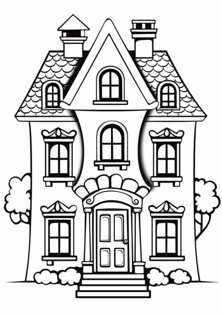 Cute House Watercolor Template
