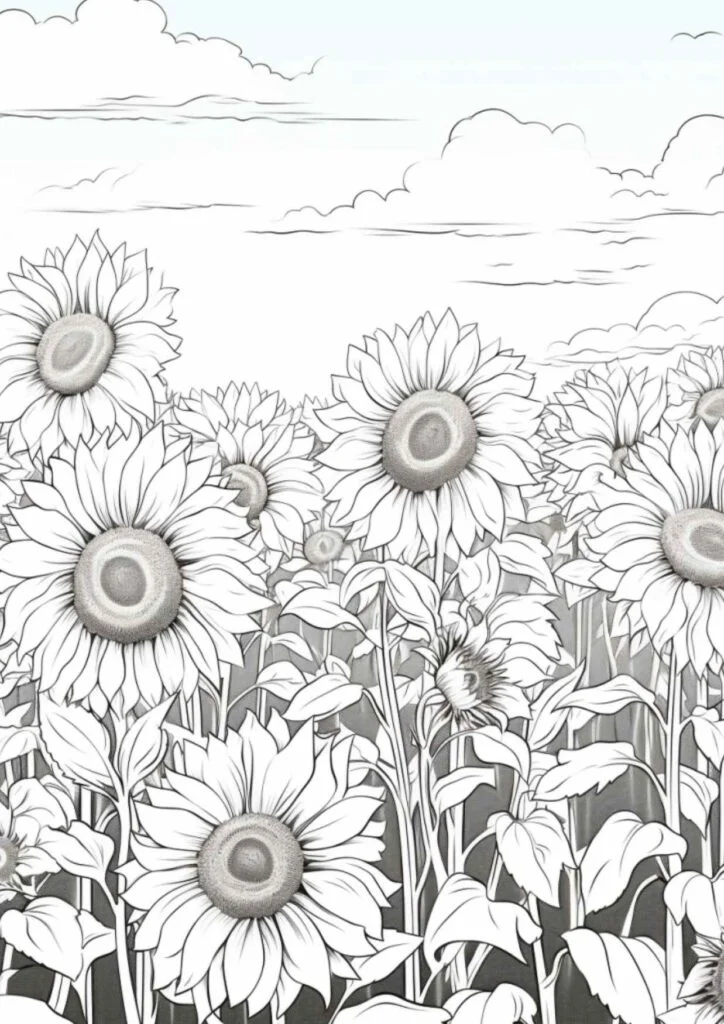 Sunflower Watercolor Template
