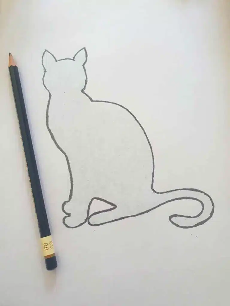 cat outline in pencil