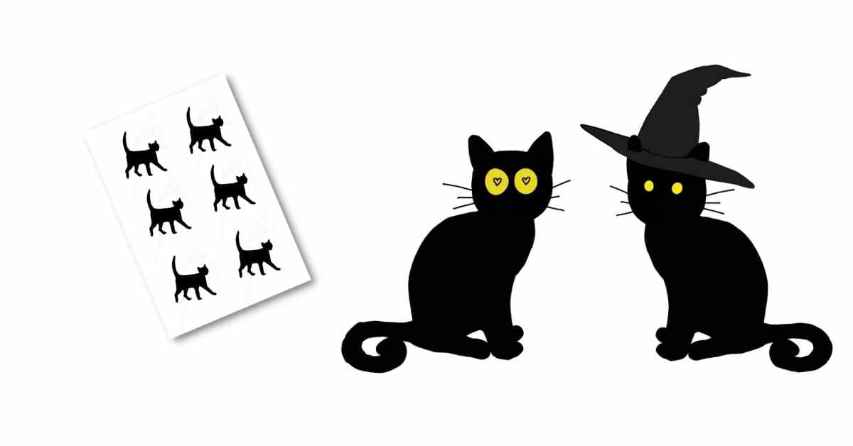 black cat template on a white background