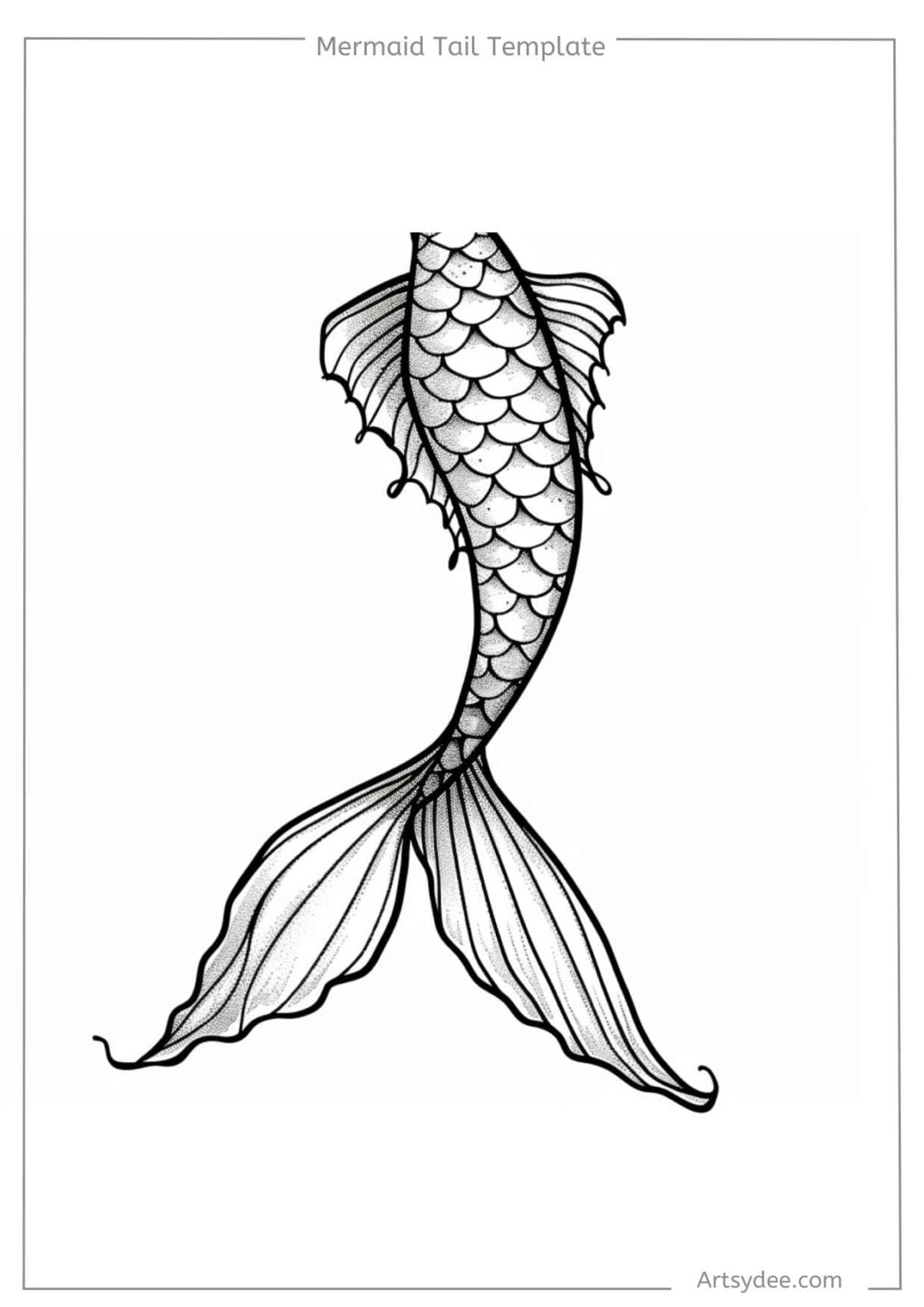 20+ FREE Printable Mermaid Tail Templates! Artsydee Drawing