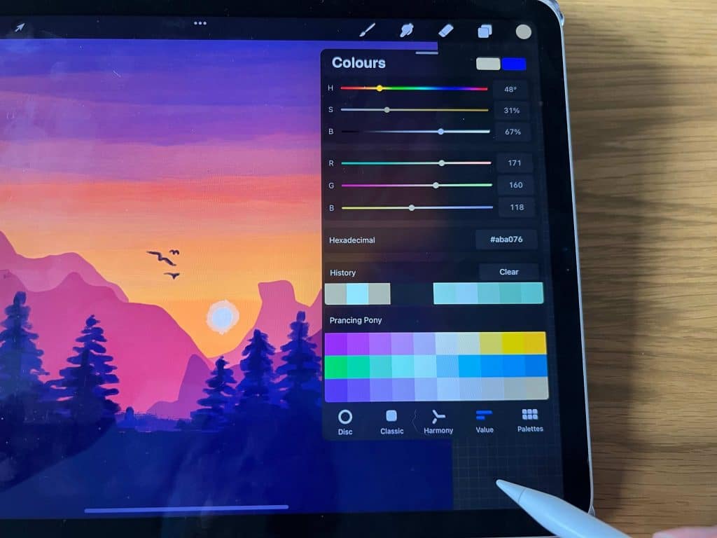 7 how to color in Procreate value