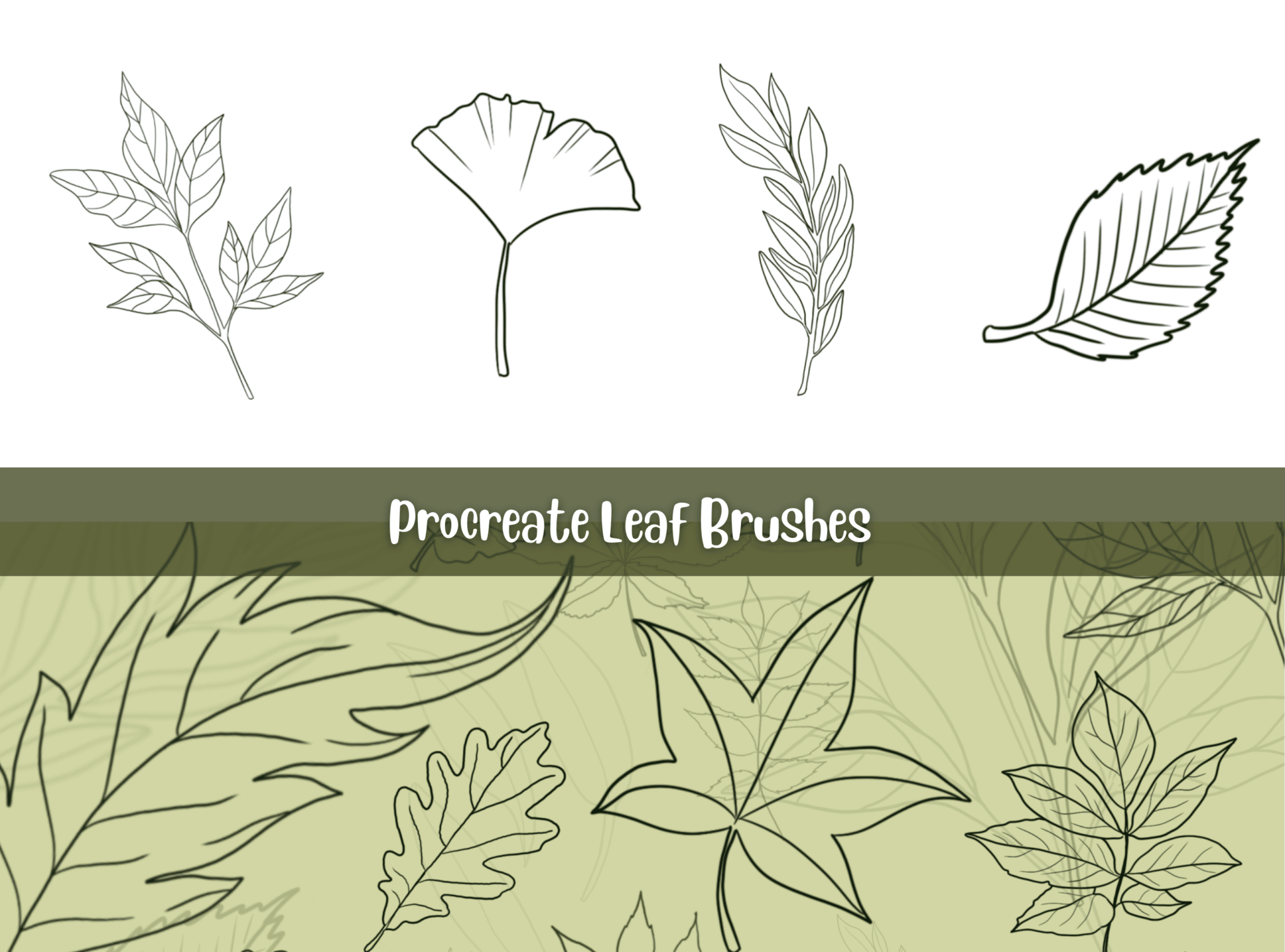 20 Beautiful HandDrawn Procreate Leaf Brush Stamps Artsydee