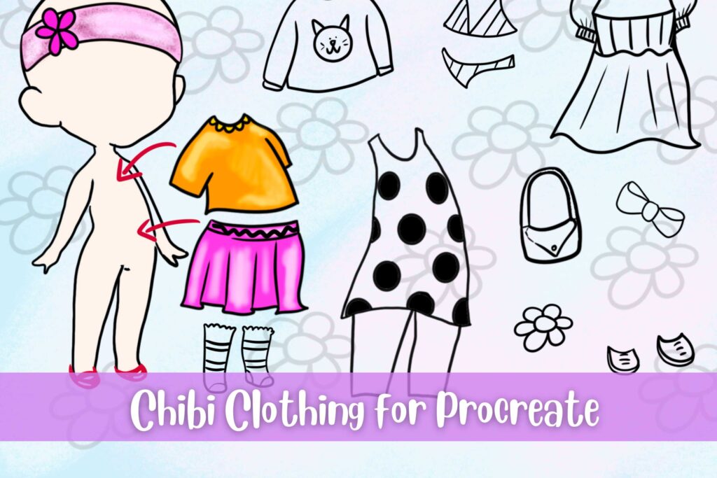 Chibi Stamps Procreate, Chibi clothing Stamps