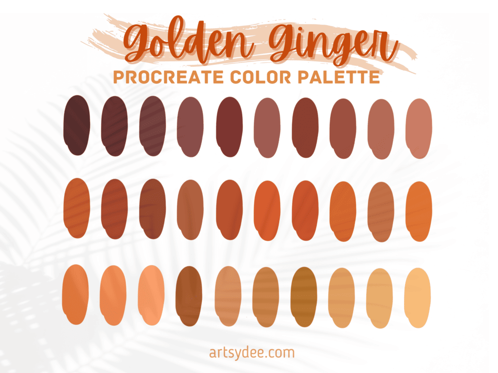Procreate ginger blonde color palette for procreate