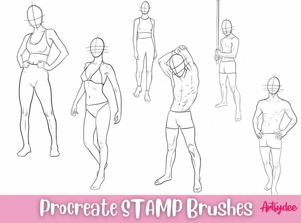 Standing poses procreate stamp