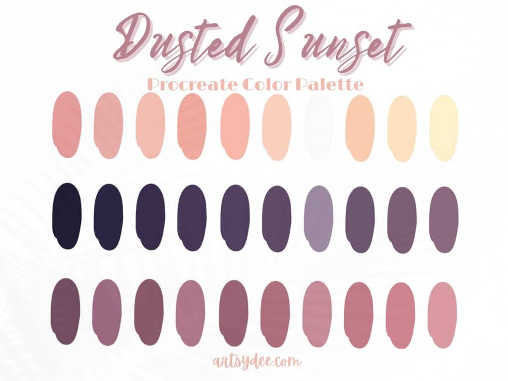 dusted sunset palette procreate