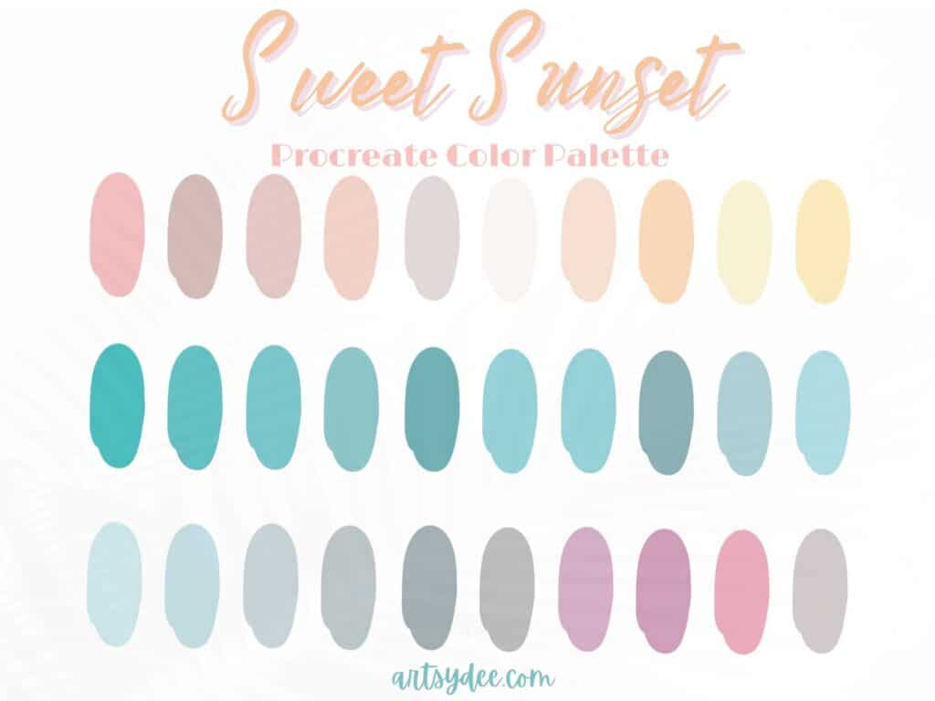sweet sunset palette procreate