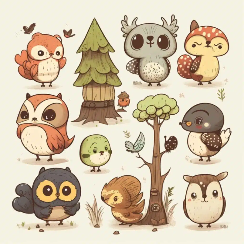 cute drawings of forest animals