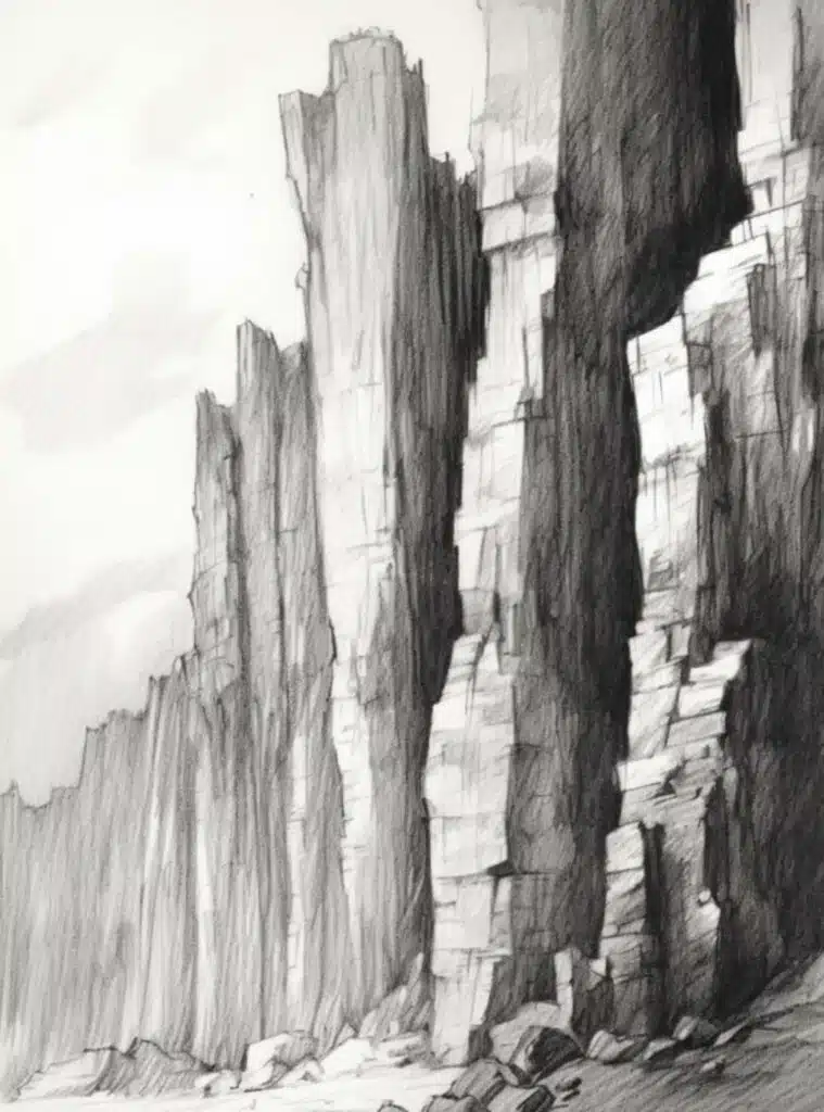 Nature Drawing Ideas_ Rocky Cliffs