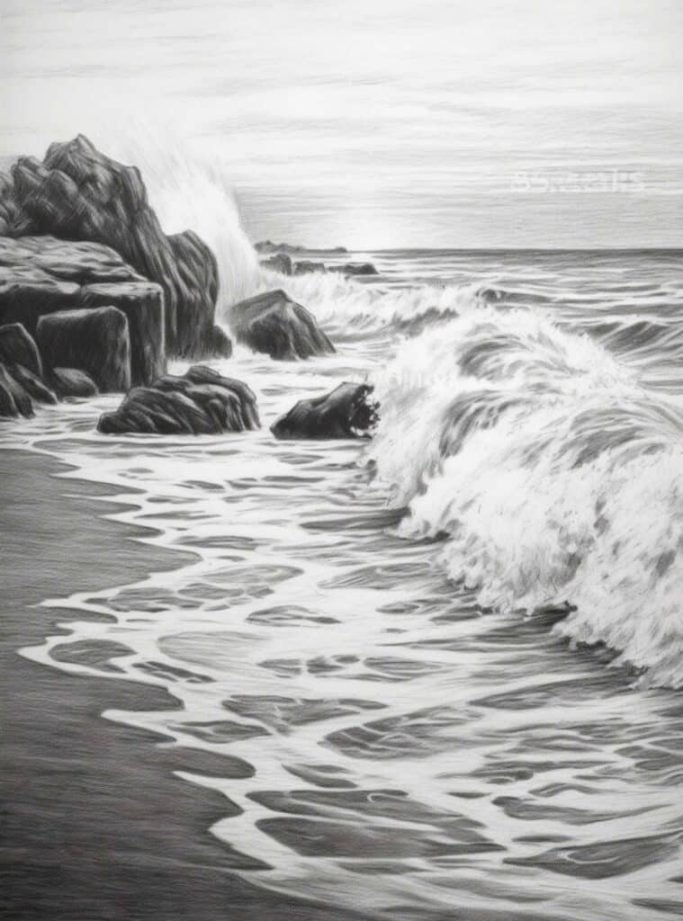 Black And White Pencil Nature Sketch Painting Size A4
