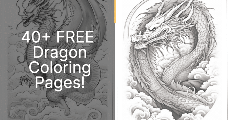 free dragon coloring pages featured image