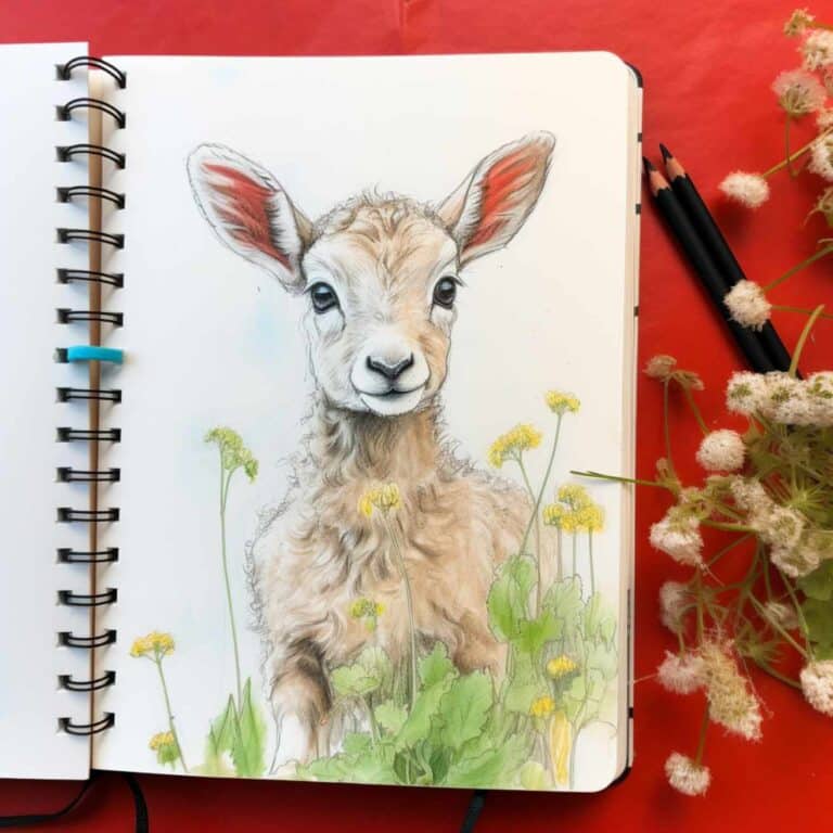 Spring Drawing Ideas A Cute Lamb