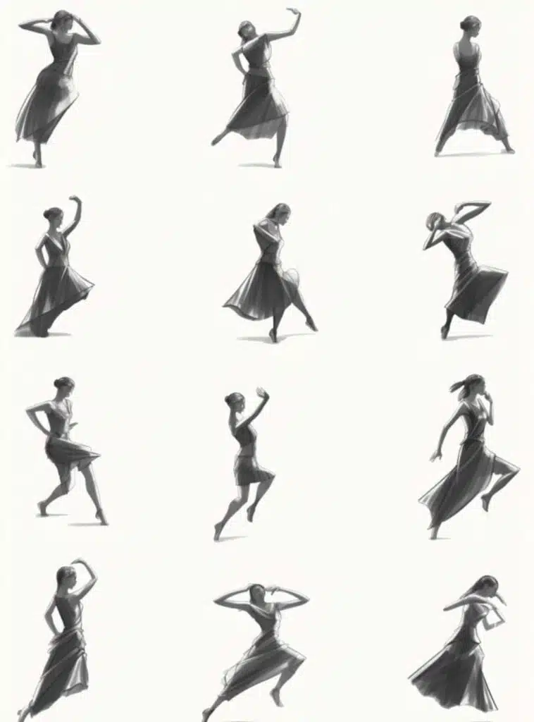 Set Flamenco Dance Poses Girls Dancing Stock Vector (Royalty Free)  1371490847 | Shutterstock