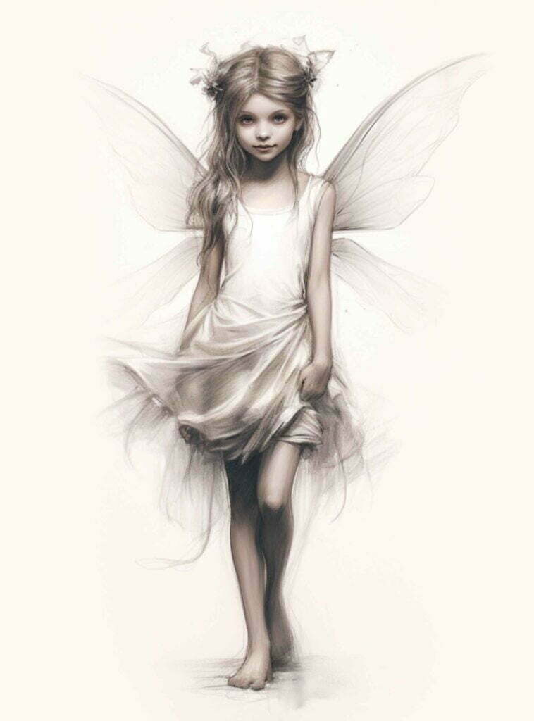 Drawing Ideas For Girls: Fairy in Pencil