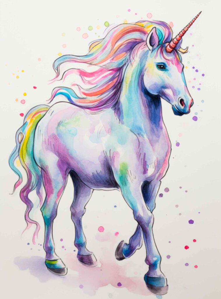 Drawing Ideas For Girls: Unicorn in Color Pencil and Marker