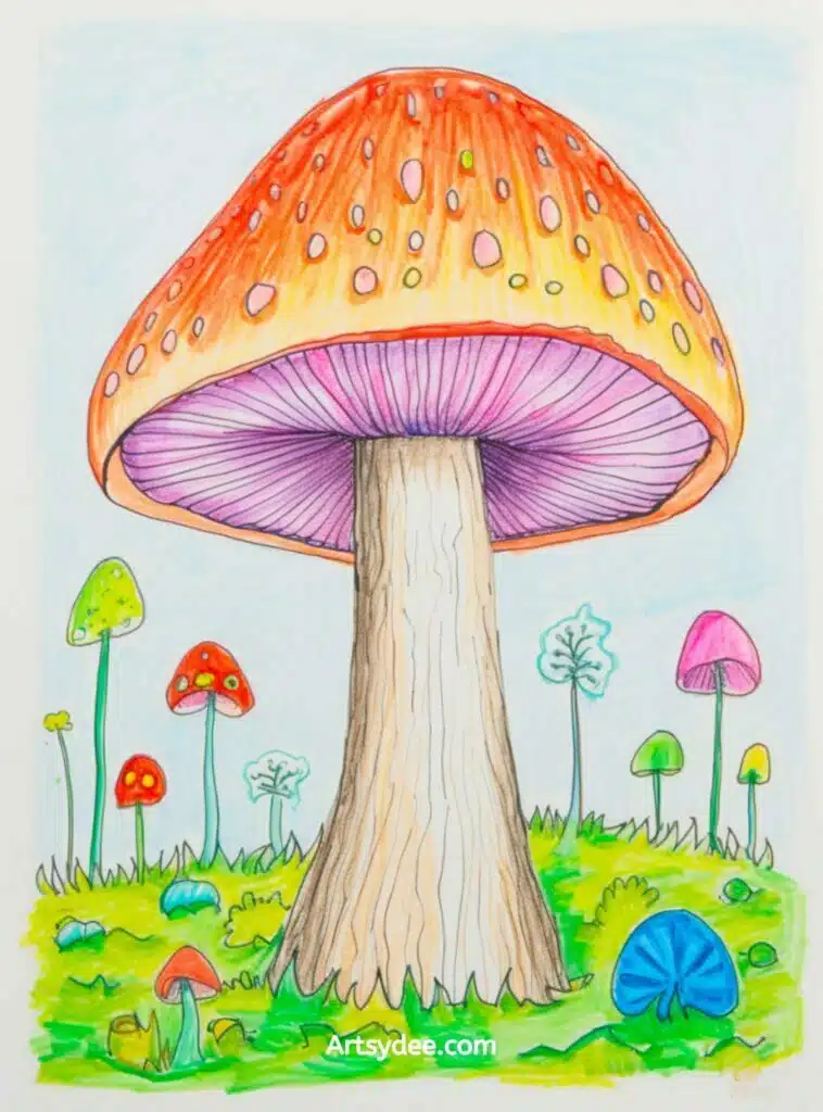 Mushroom Drawing: Cute, Easy Instructions - Drawings Of...