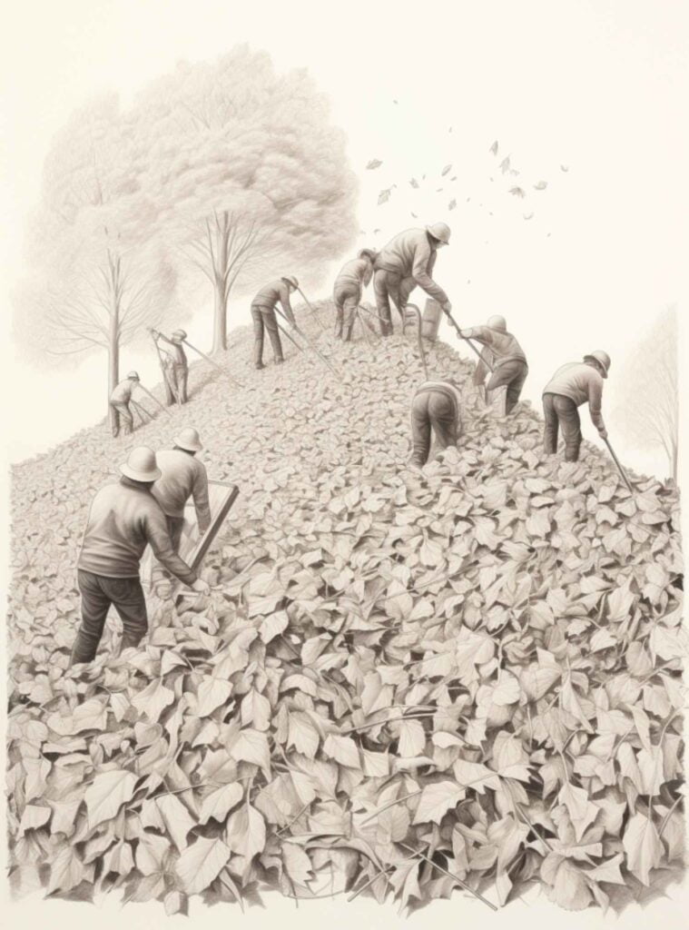 Thanksgiving Drawing Ideas People raking leaves