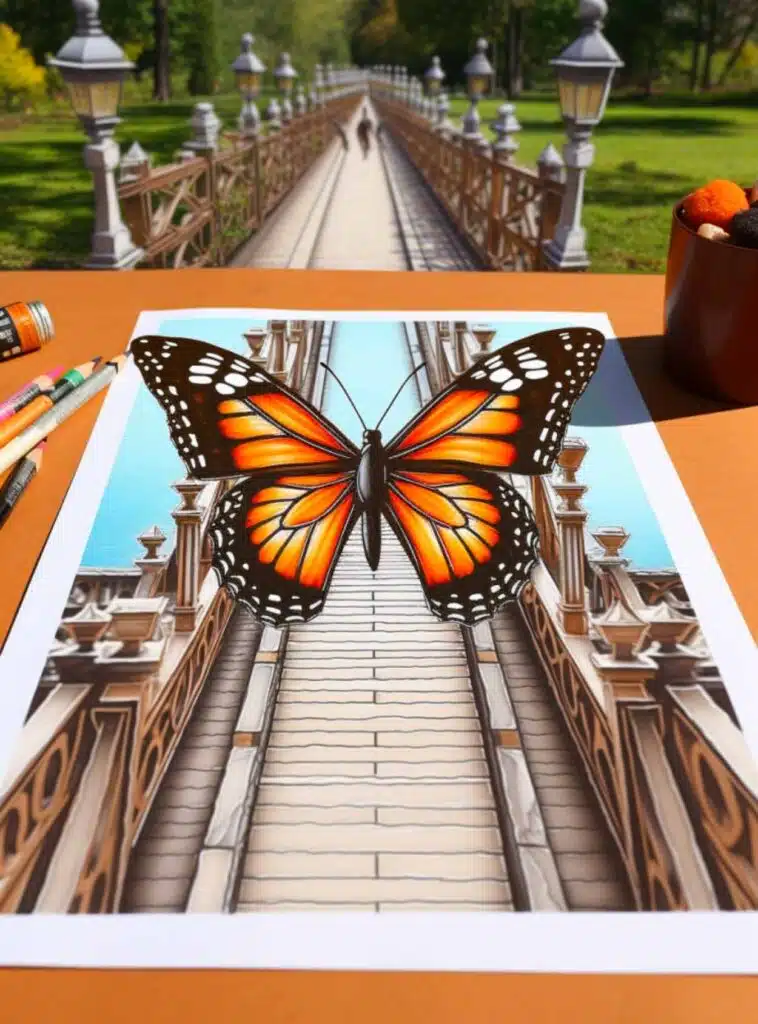 3D Butterfly Drawings