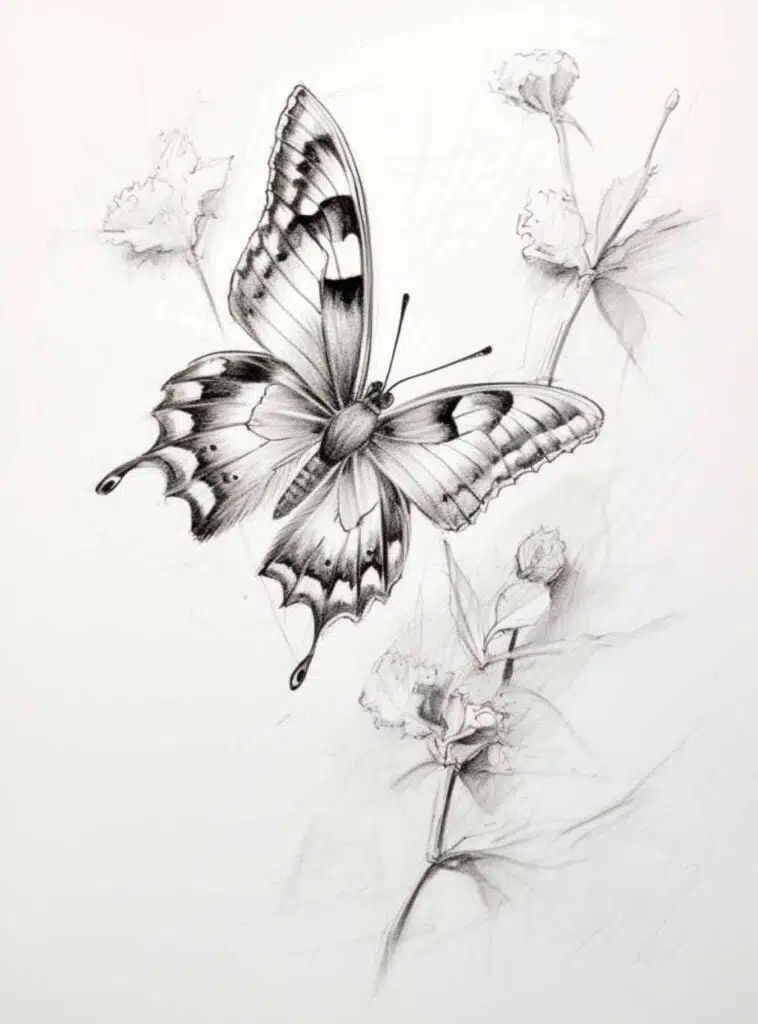 Butterly Drawings in Pencil
