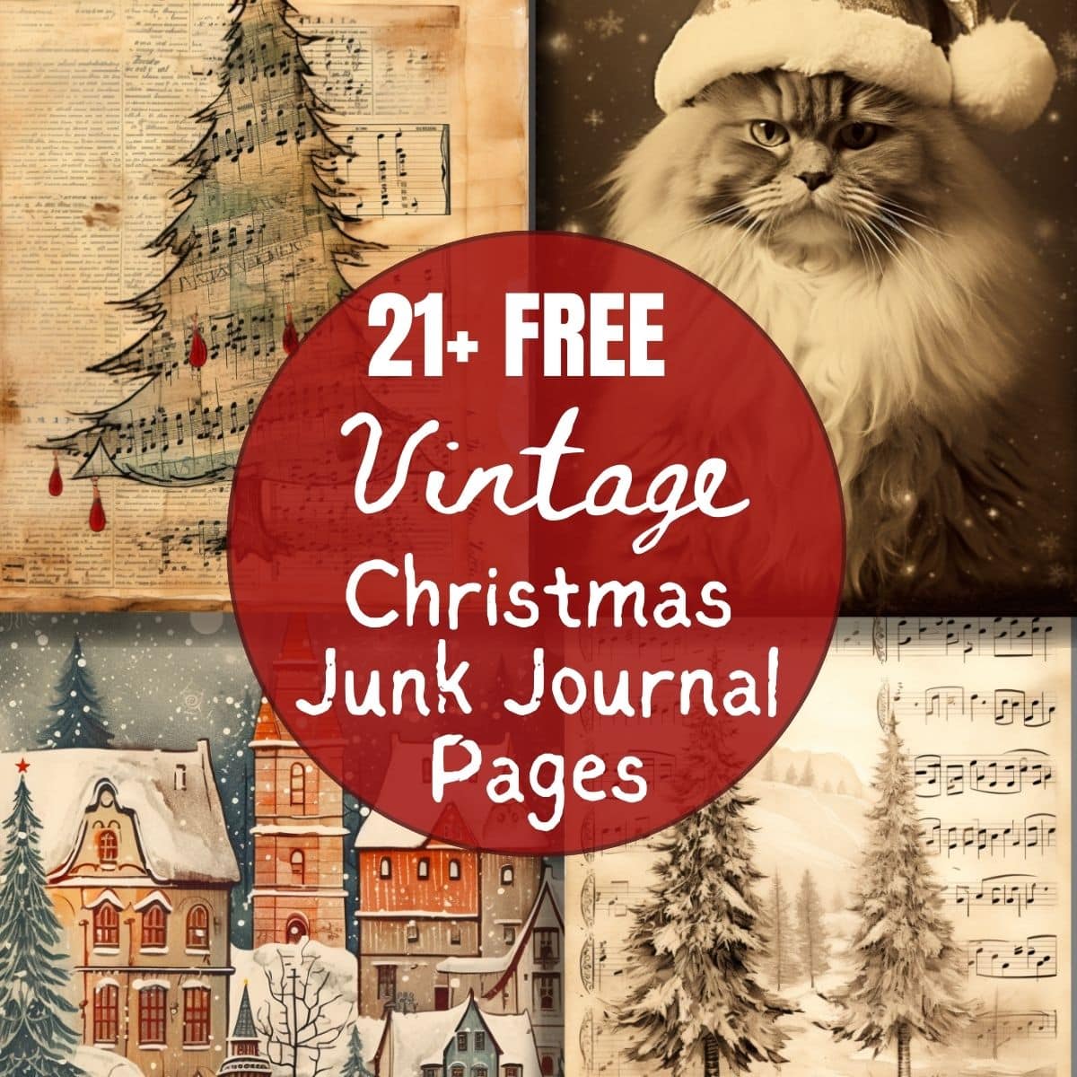 21 free christmas junk journal printables