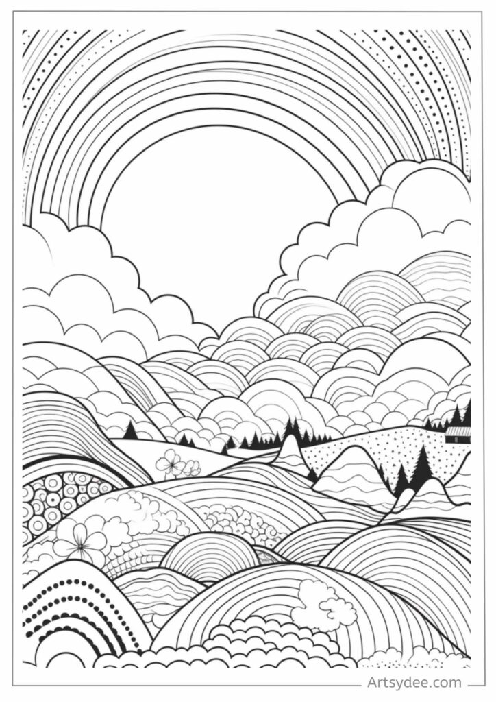 zentangle landscape coloring page