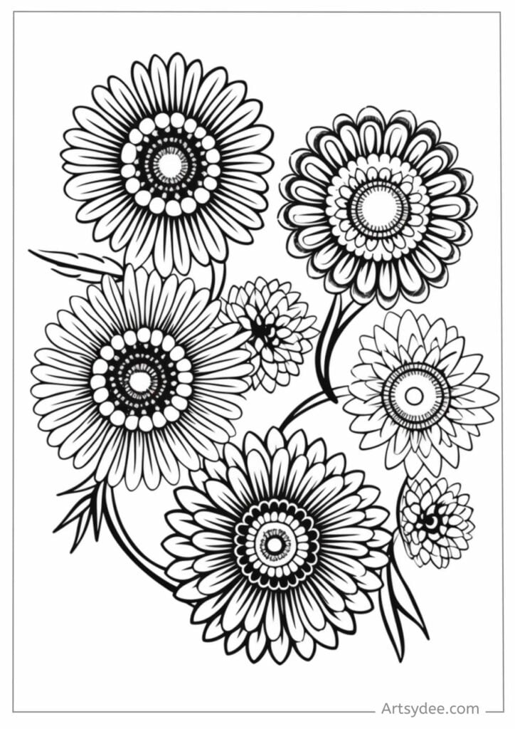 zentangle flower coloring page
