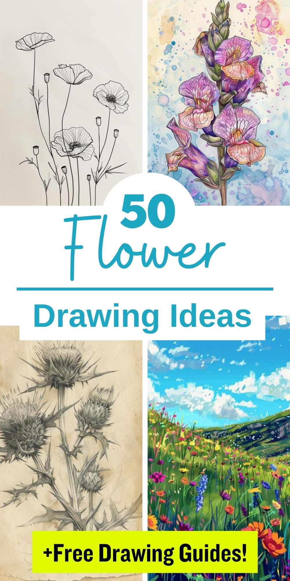 50+ Beautiful Flower Drawing Ideas (+ Free Drawing Templates ...
