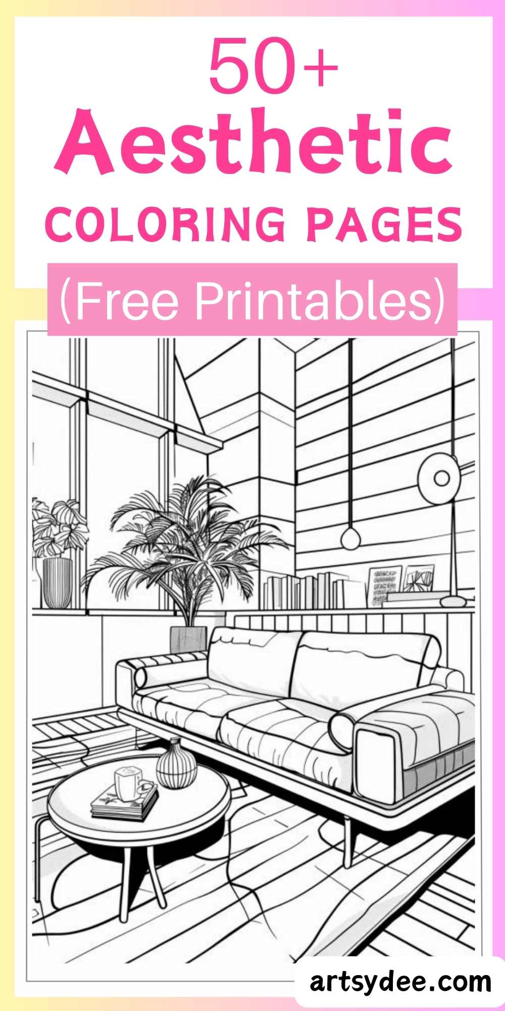 50+ Aesthetic Coloring Pages (Free Printable PDF!) - Artsydee - Drawing ...