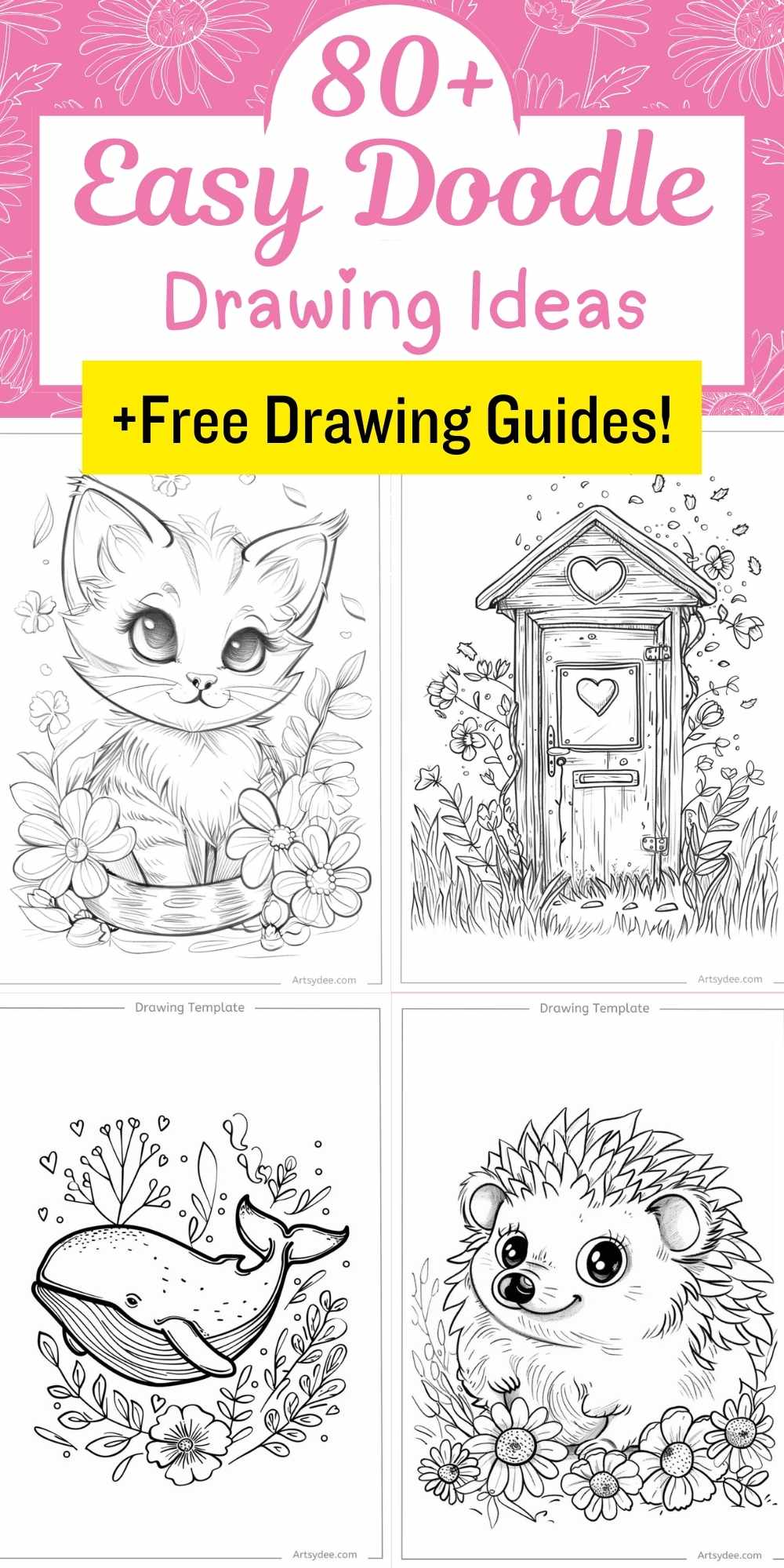 80  Easy Doodle Drawings for Beginners (with Free Printable Templates