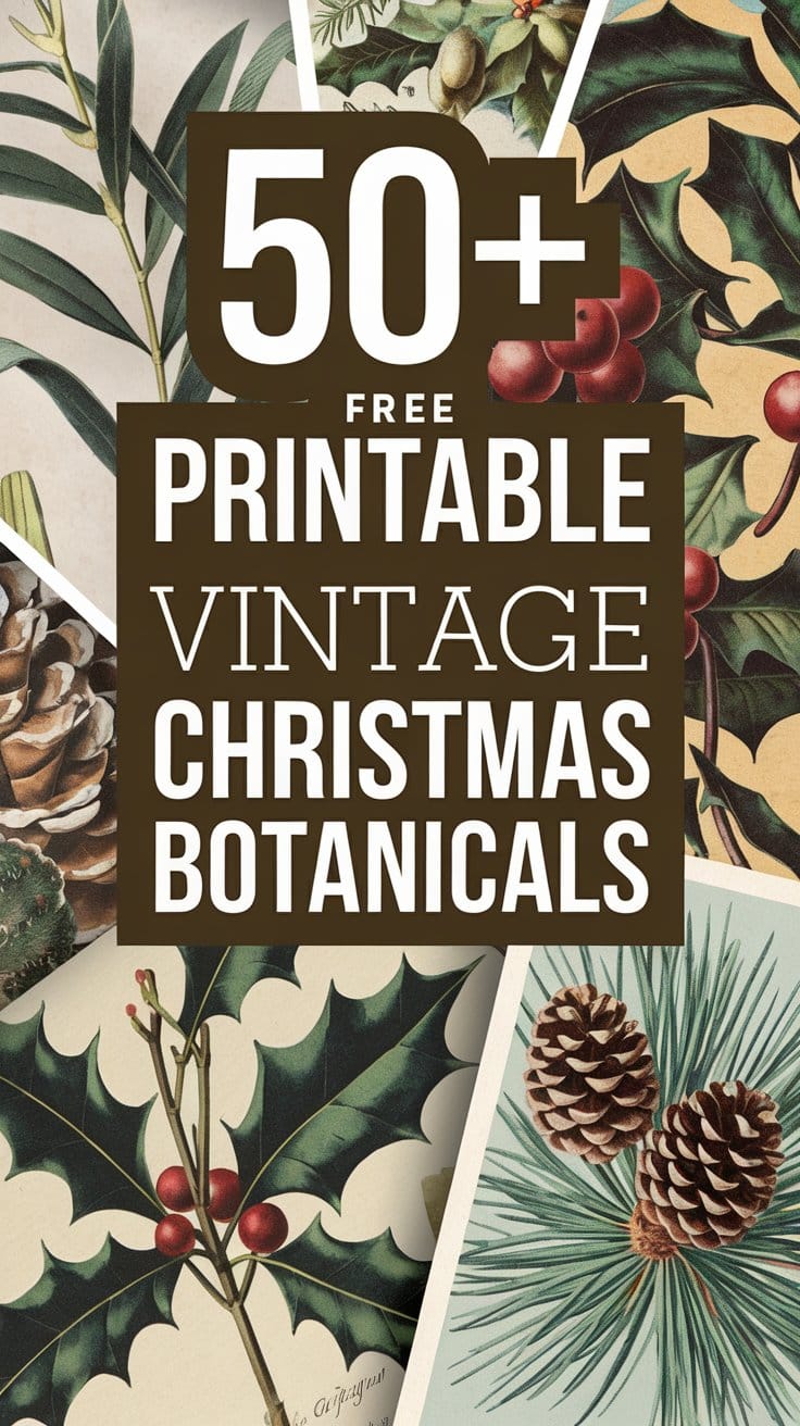 50+ Free Printable Vintage Christmas Botanicals - Artsydee - Drawing ...