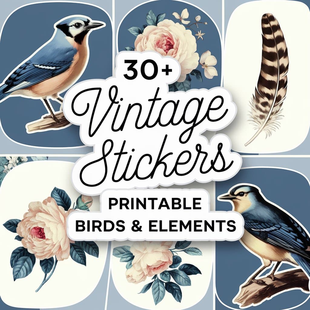 Vintage Bird Ephemera Sticker Collection: Printable Scrapbook Stickers ...