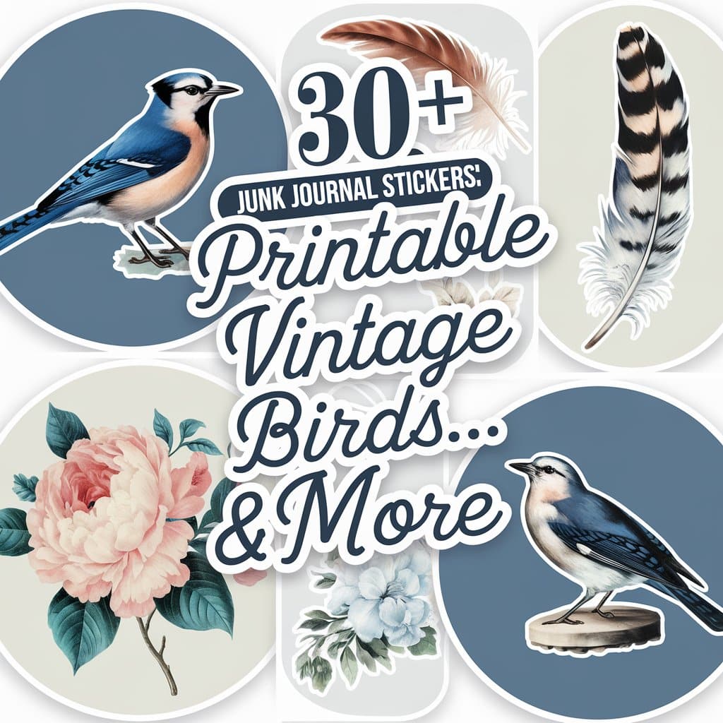 Vintage Bird Ephemera Sticker Collection: Printable Scrapbook Stickers ...
