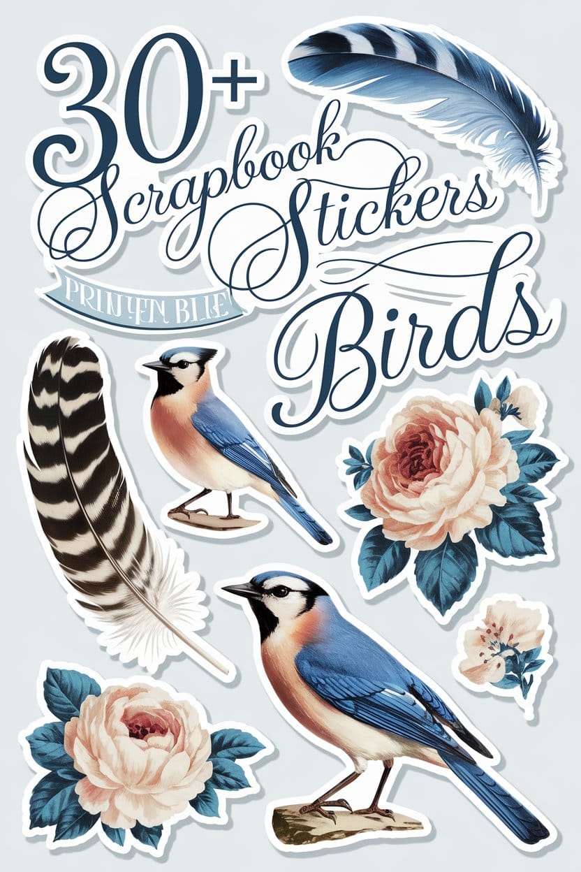 Vintage Bird Ephemera Sticker Collection: Printable Scrapbook Stickers ...