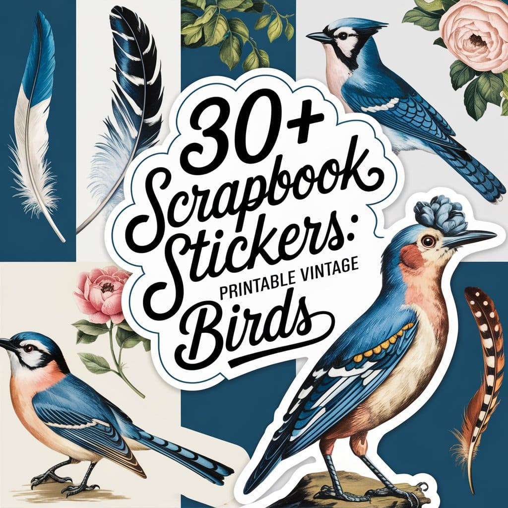 printable scrapbook stickers vintage birds artsydee