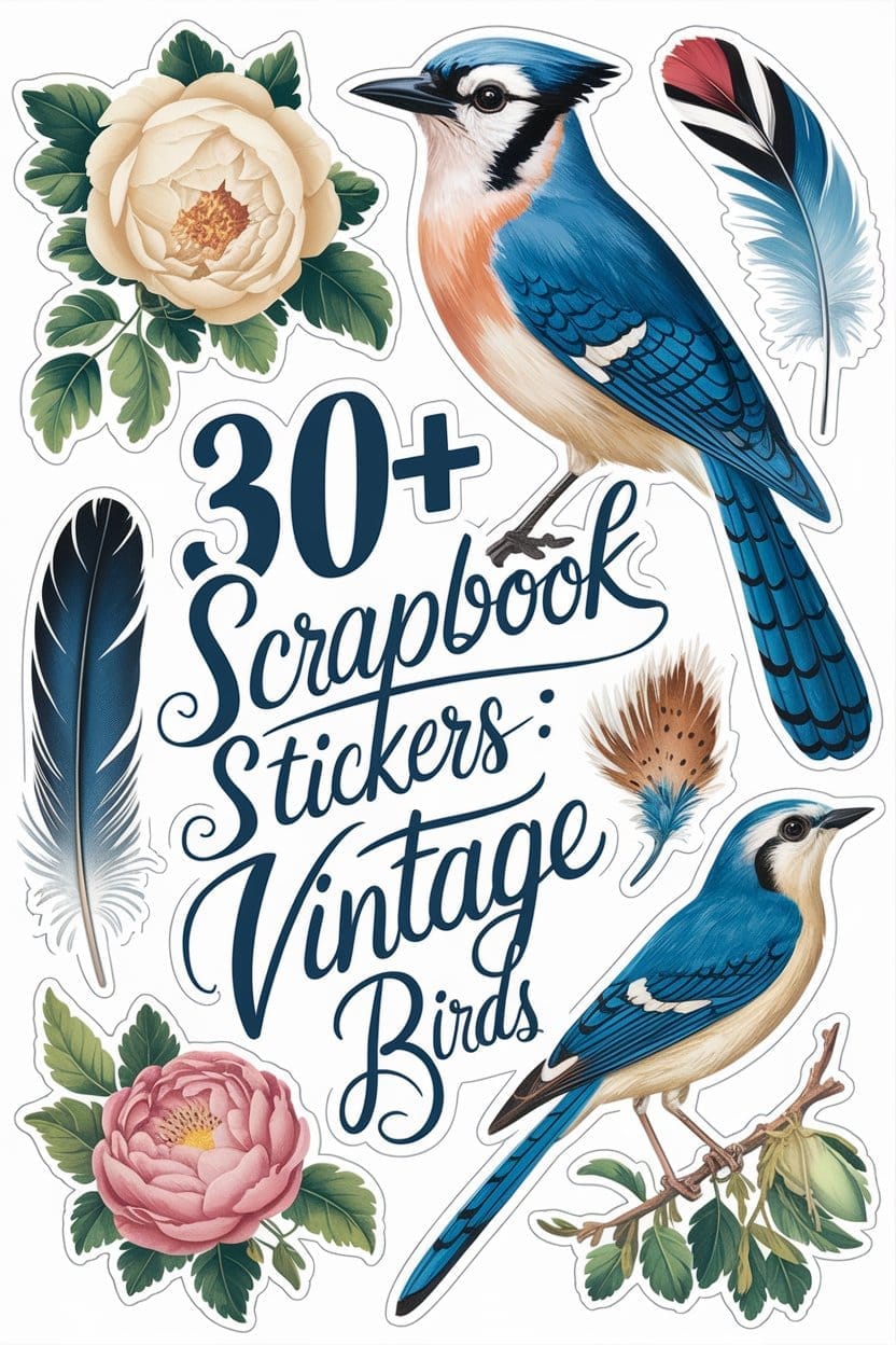 Vintage Bird Ephemera Sticker Collection: Printable Scrapbook Stickers ...