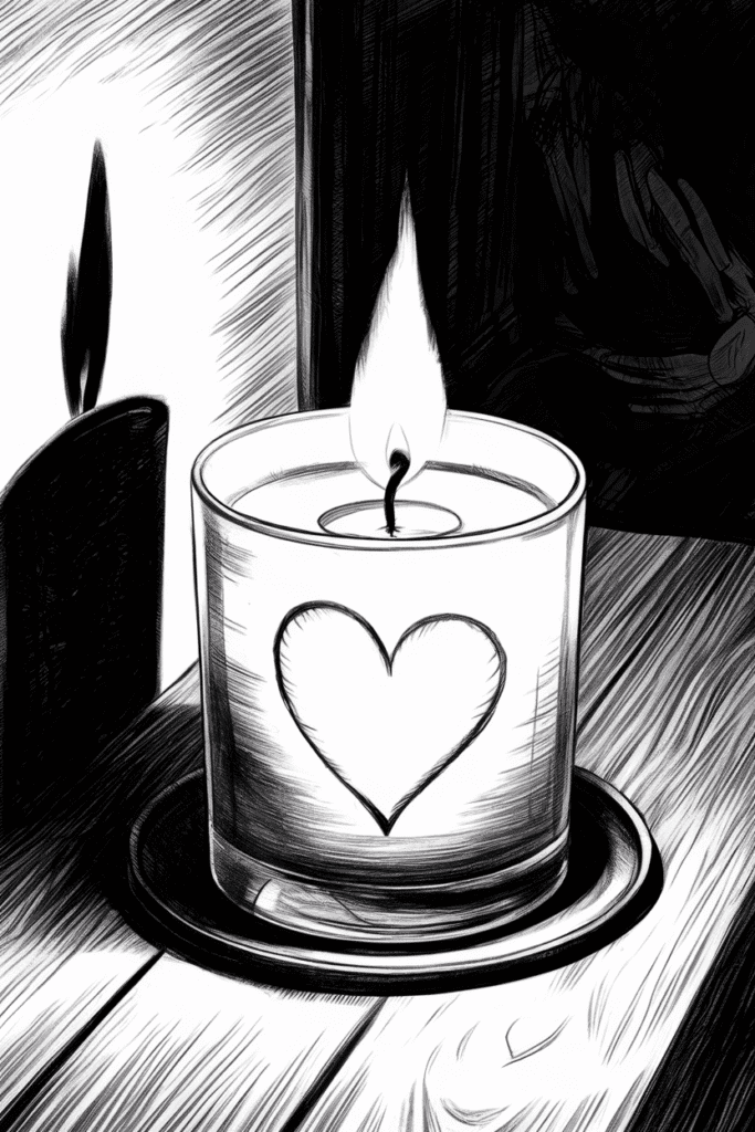 a romantic candle drawing