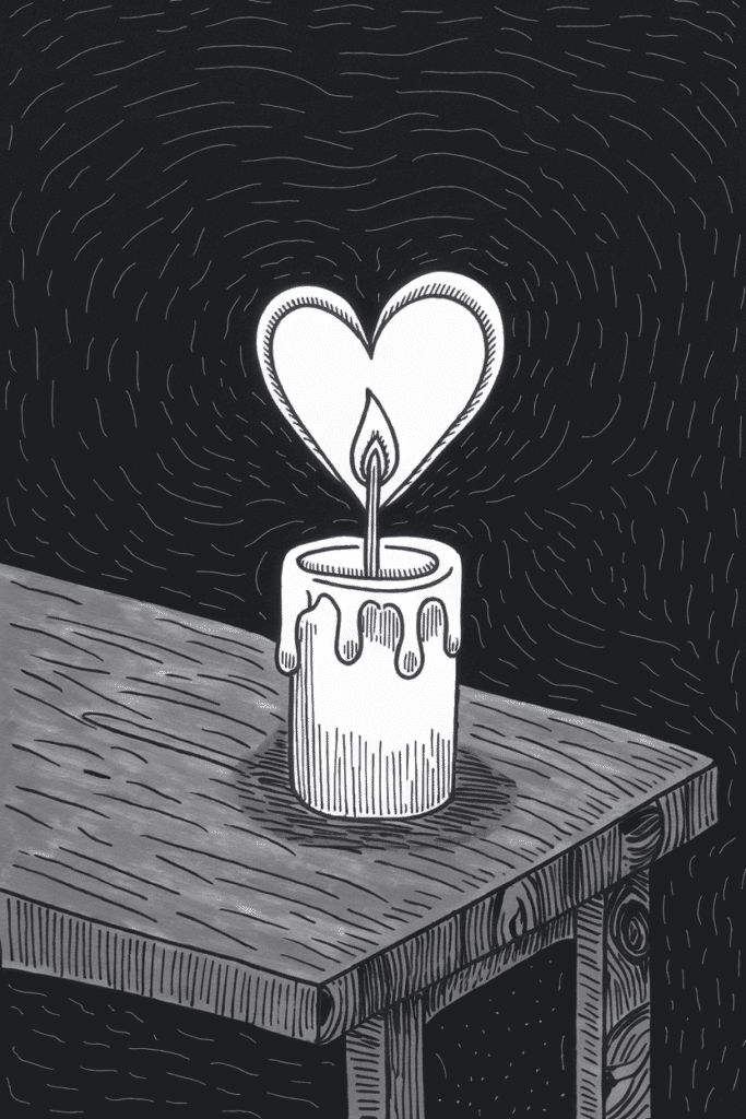 a romantic candle drawing