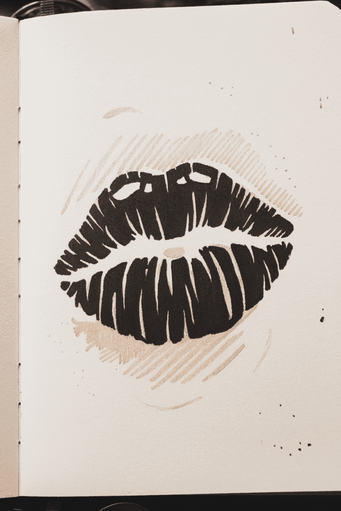 a pair of kissing lips drawing