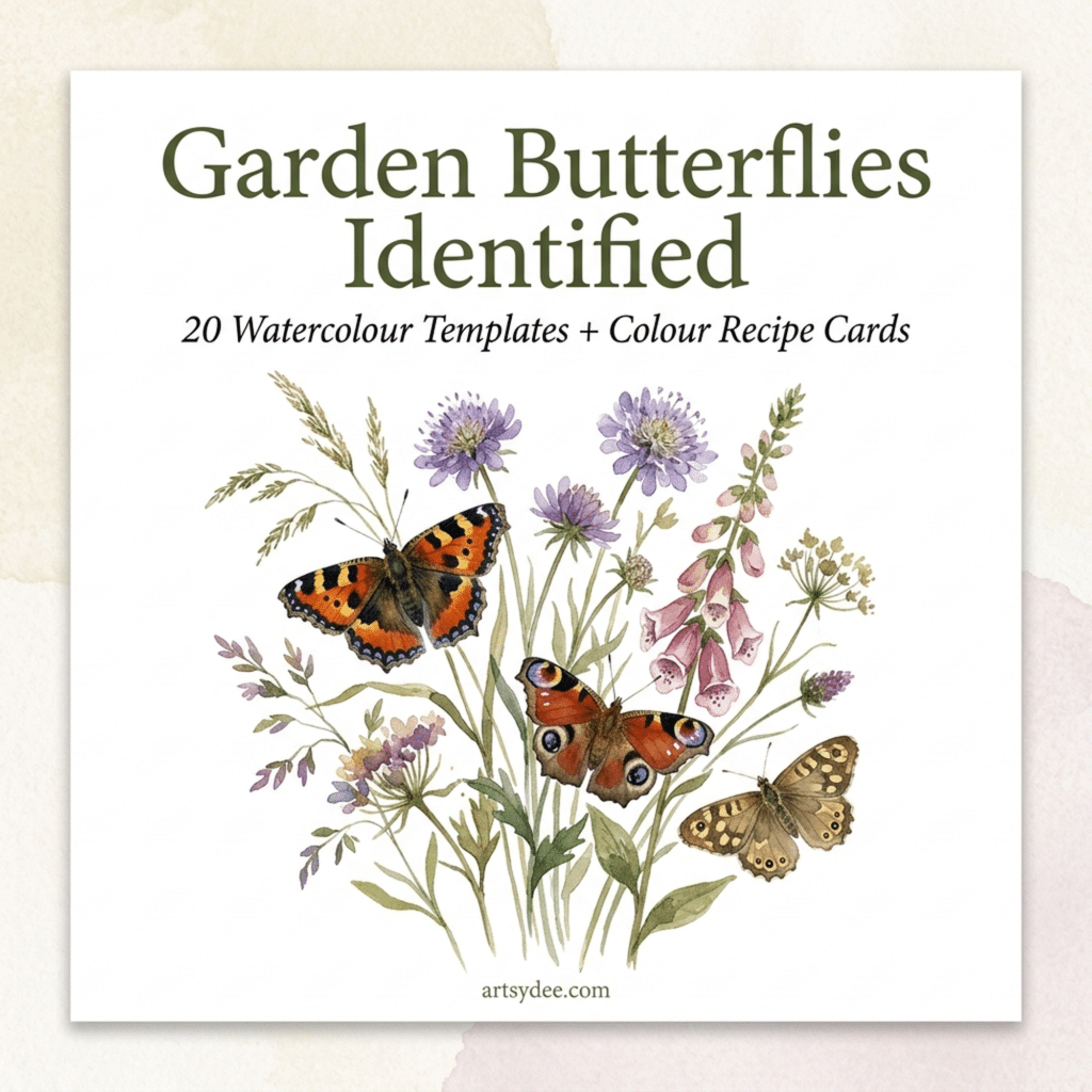 garden butterflies watercolor templates
