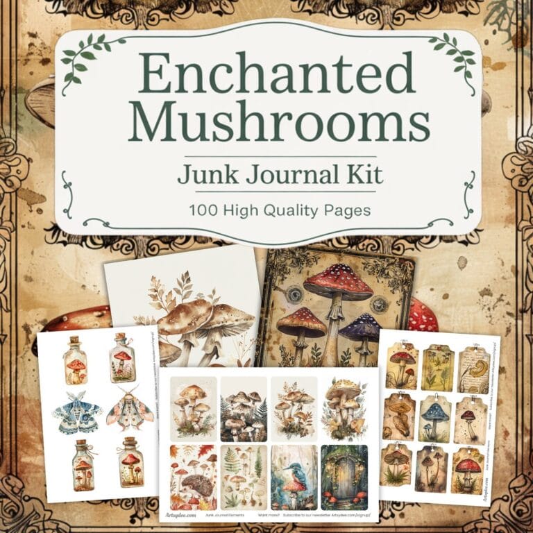 enchanted mushroom junk journal kit
