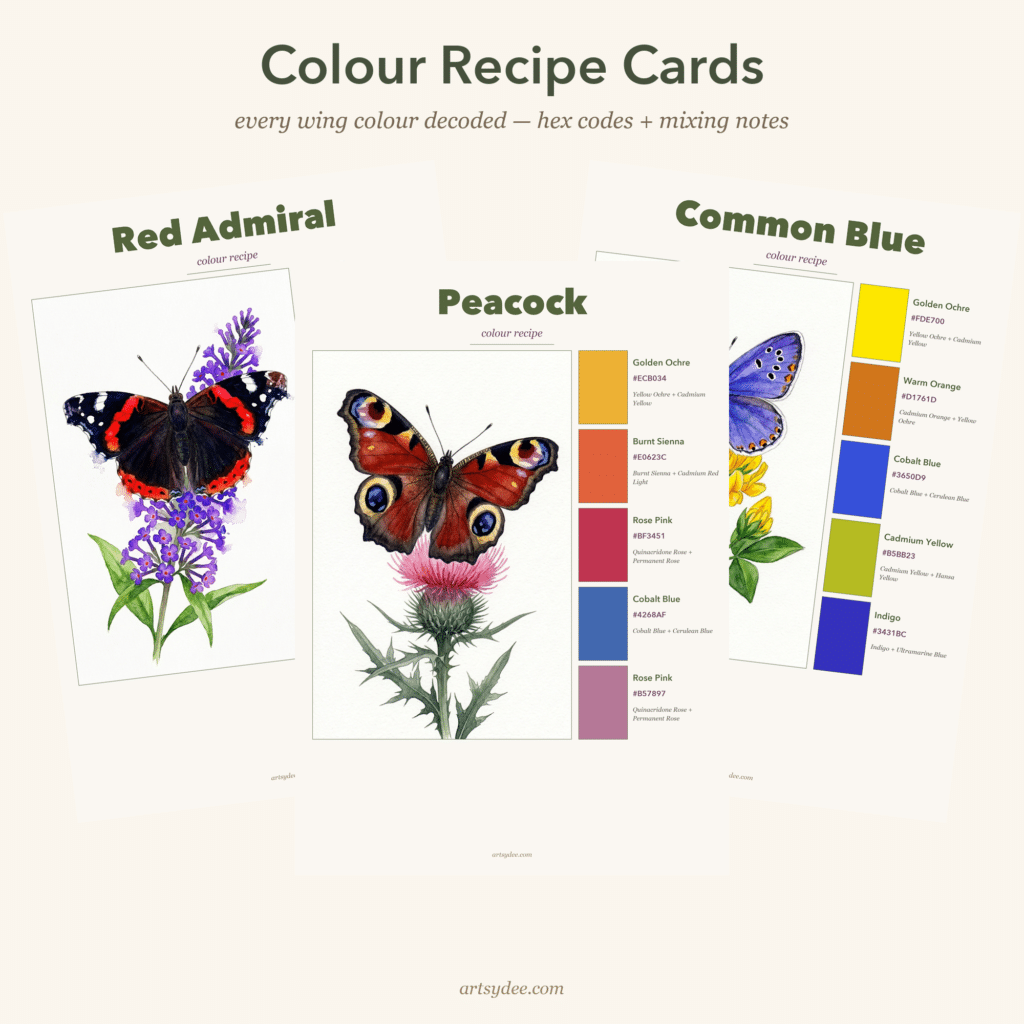garden butterflies watercolor templates