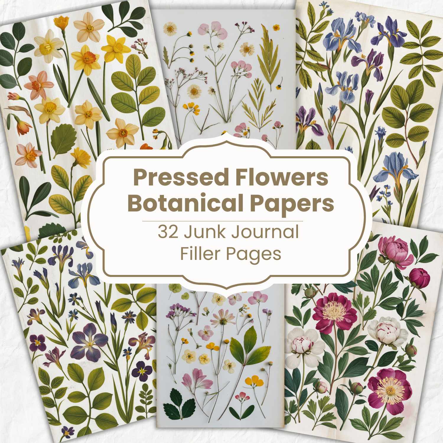 pressed flowers botanical papers junk journal fillers Artsydee