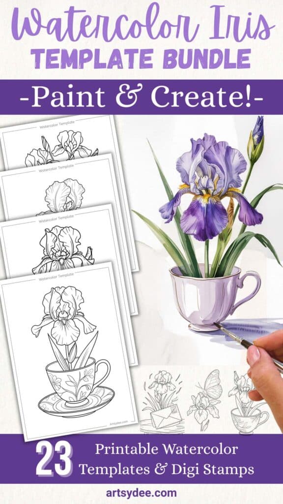 iris watercolor templates