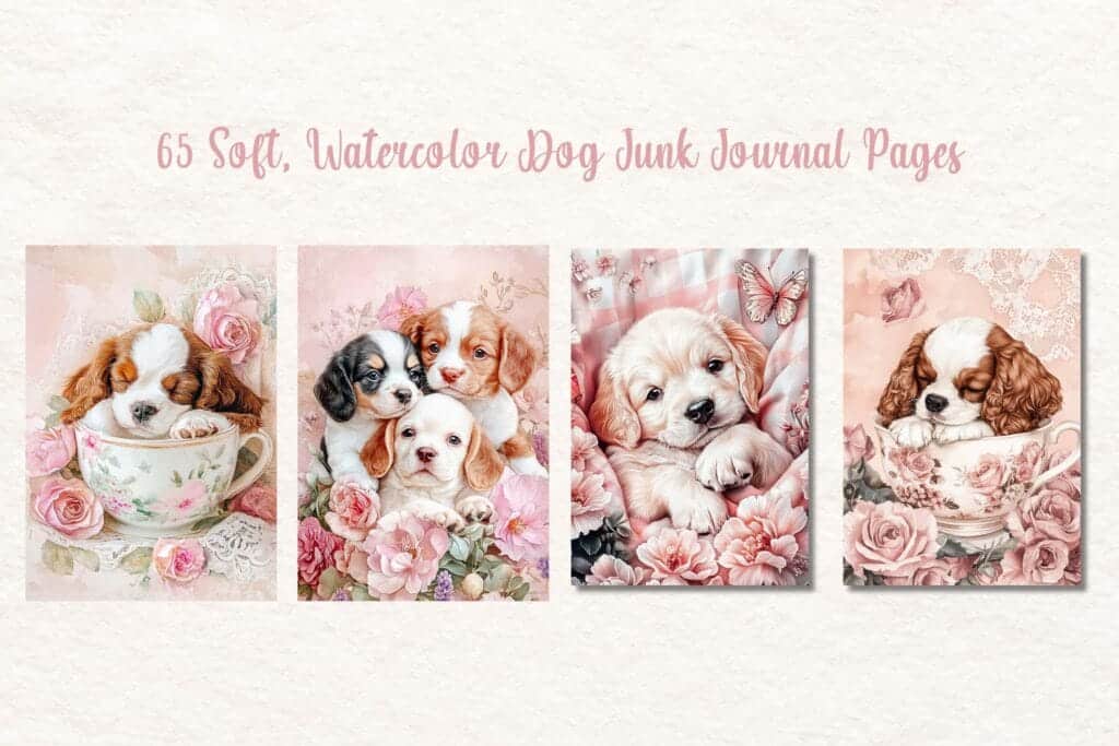 dog junk journal pages dreamy pups artsydee