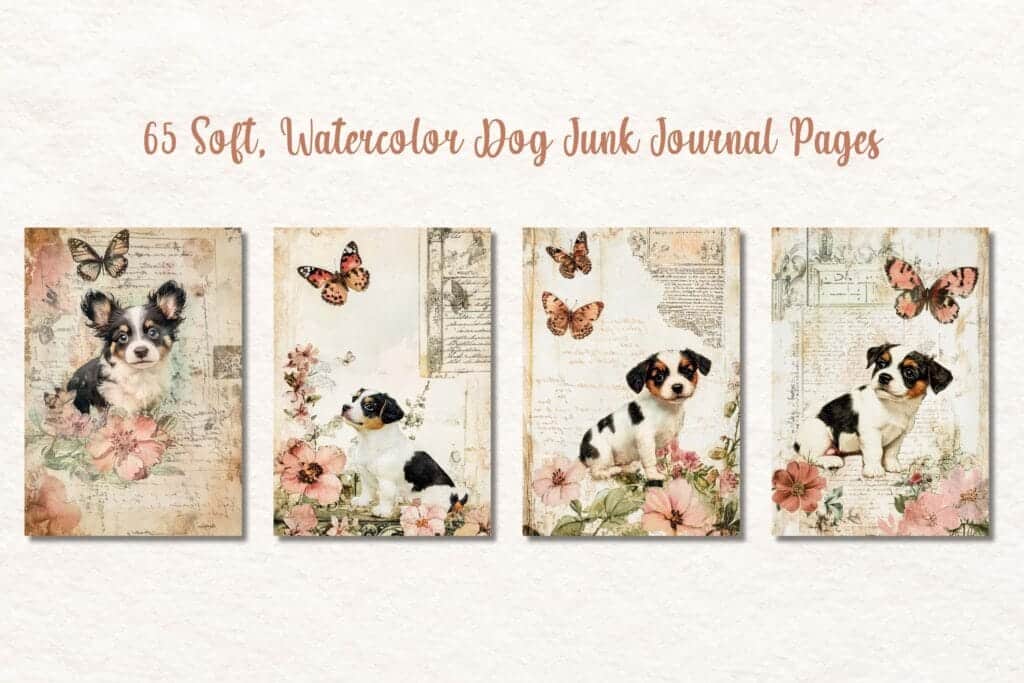 dog junk journal pages dreamy pups artsydee