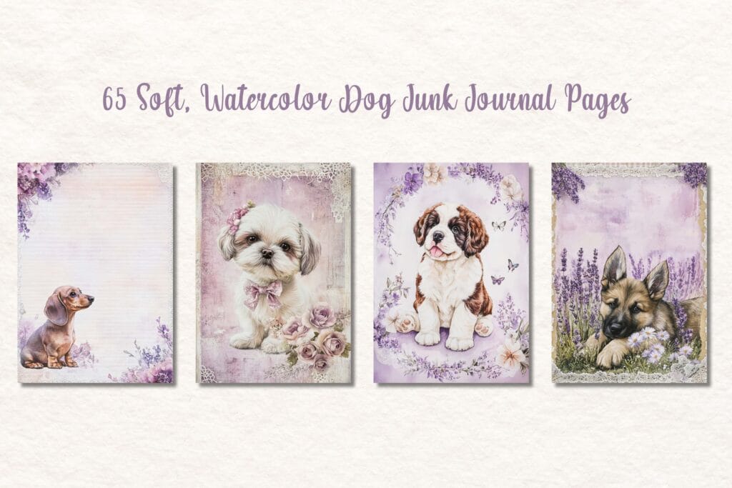 dog junk journal pages dreamy pups artsydee
