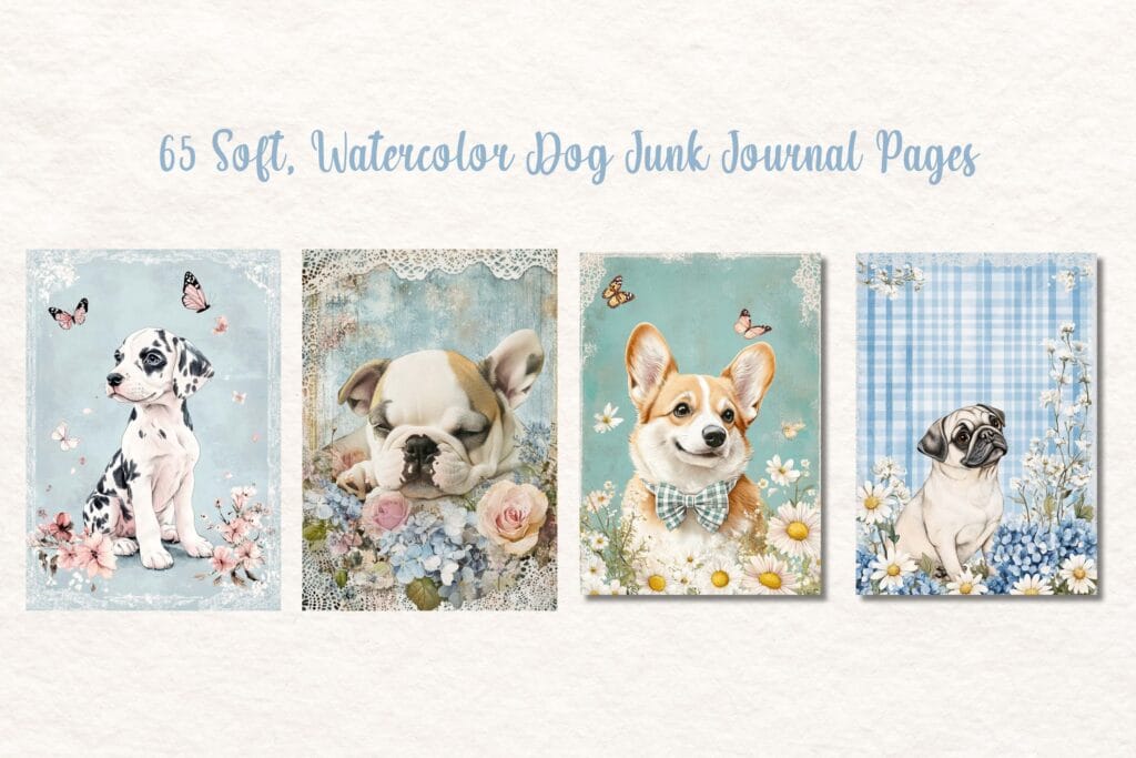 dog junk journal pages dreamy pups artsydee